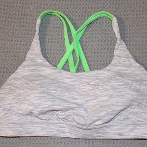 Gray Lululemon Energy Bra with Green Straps Size 6
